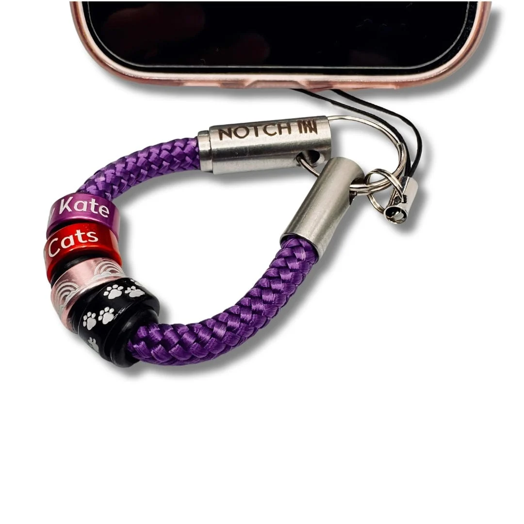 Purple Cord Loop Phone Dangler with stainless steel ends - Image 3