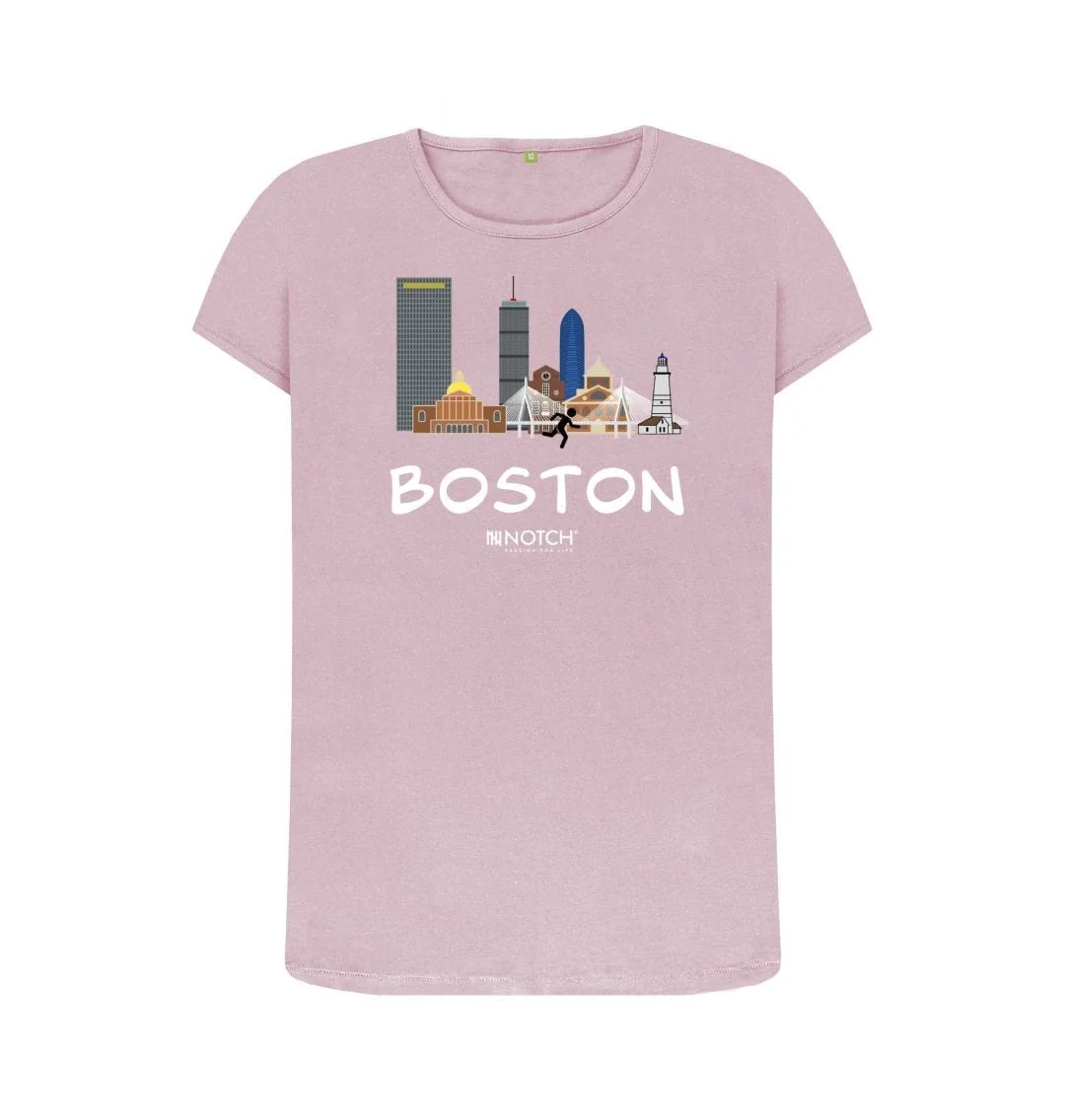 Women's 26.2 Boston White Text T-Shirt - Image 2