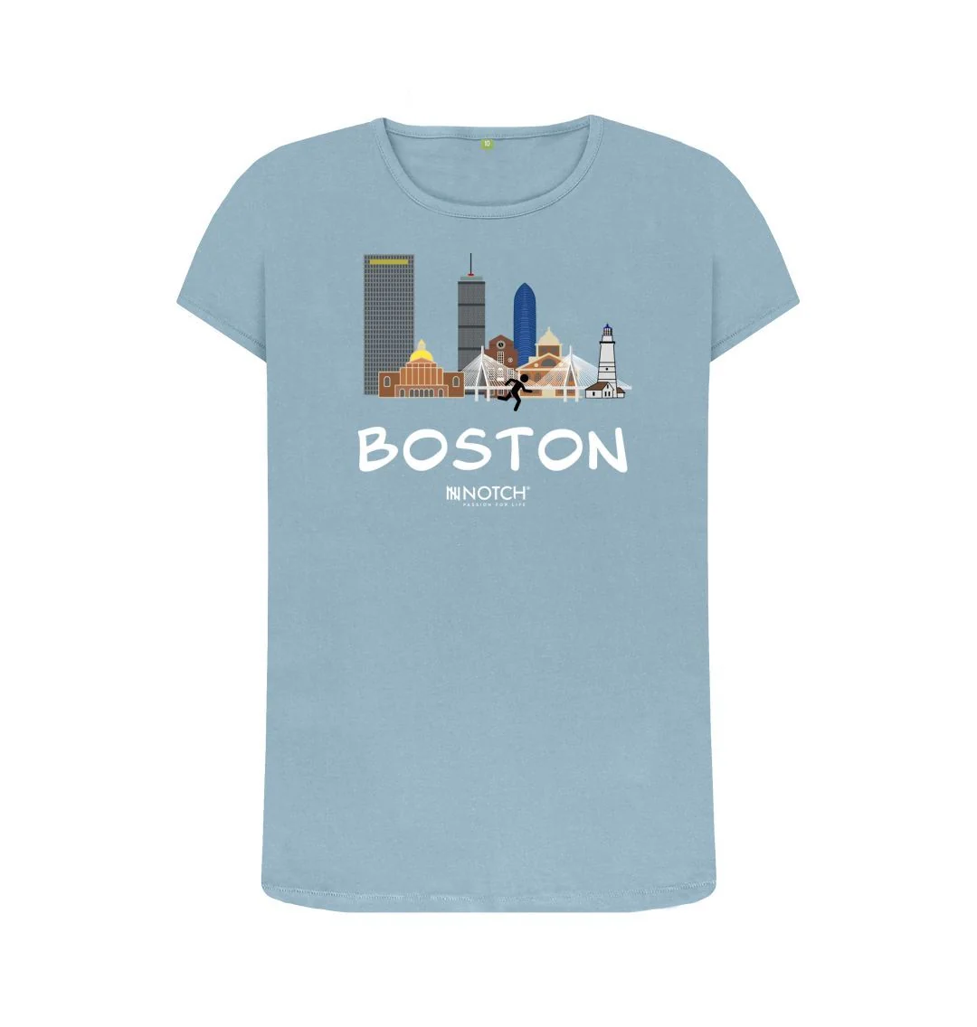 Women's 26.2 Boston White Text T-Shirt - Image 5