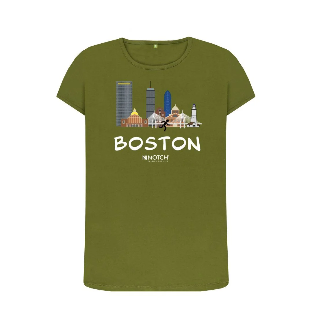 Women's 26.2 Boston White Text T-Shirt - Image 6