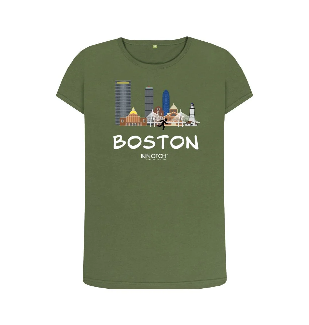 Women's 26.2 Boston White Text T-Shirt - Image 8