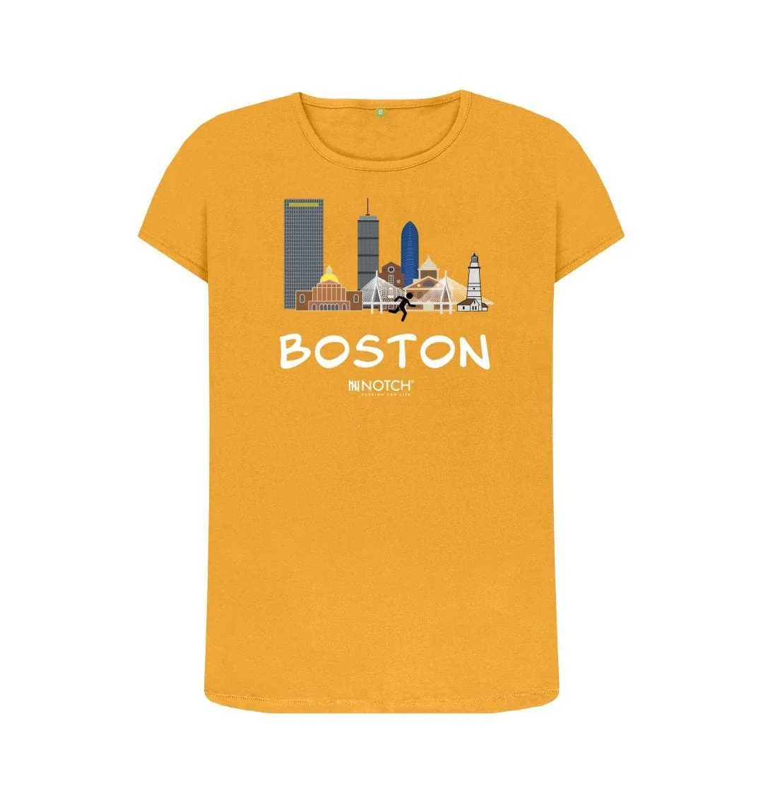 Women's 26.2 Boston White Text T-Shirt - Image 9