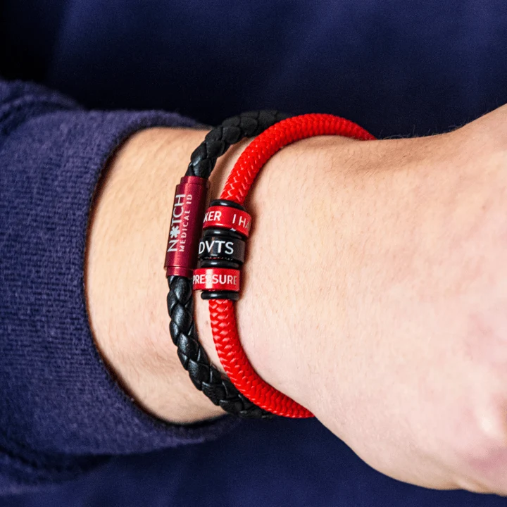 Medical ID Premium Black Leather NOTCH Bracelet - Image 4