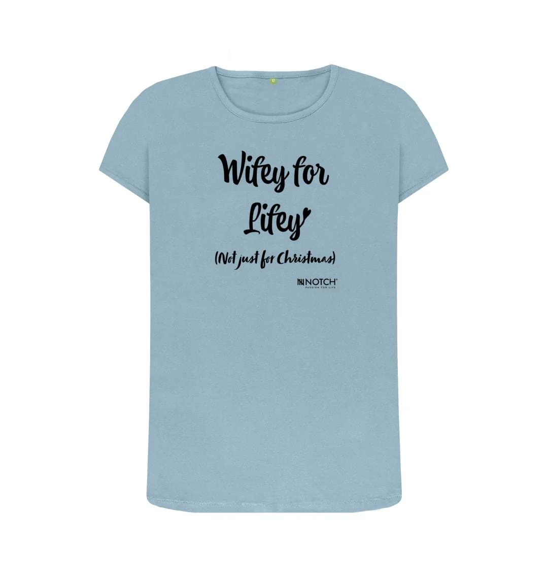 Women's Wifey for Lifey (black text) T-Shirt - Image 3